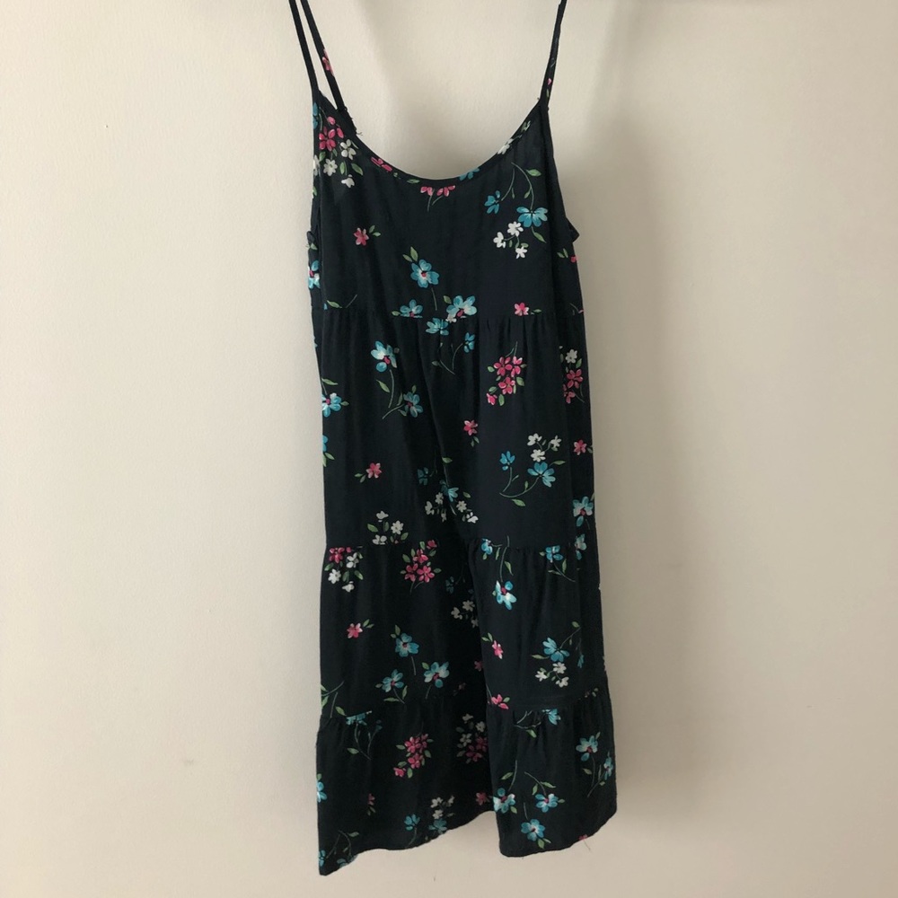 Navy Blue Loose Floral Dress from PacSun